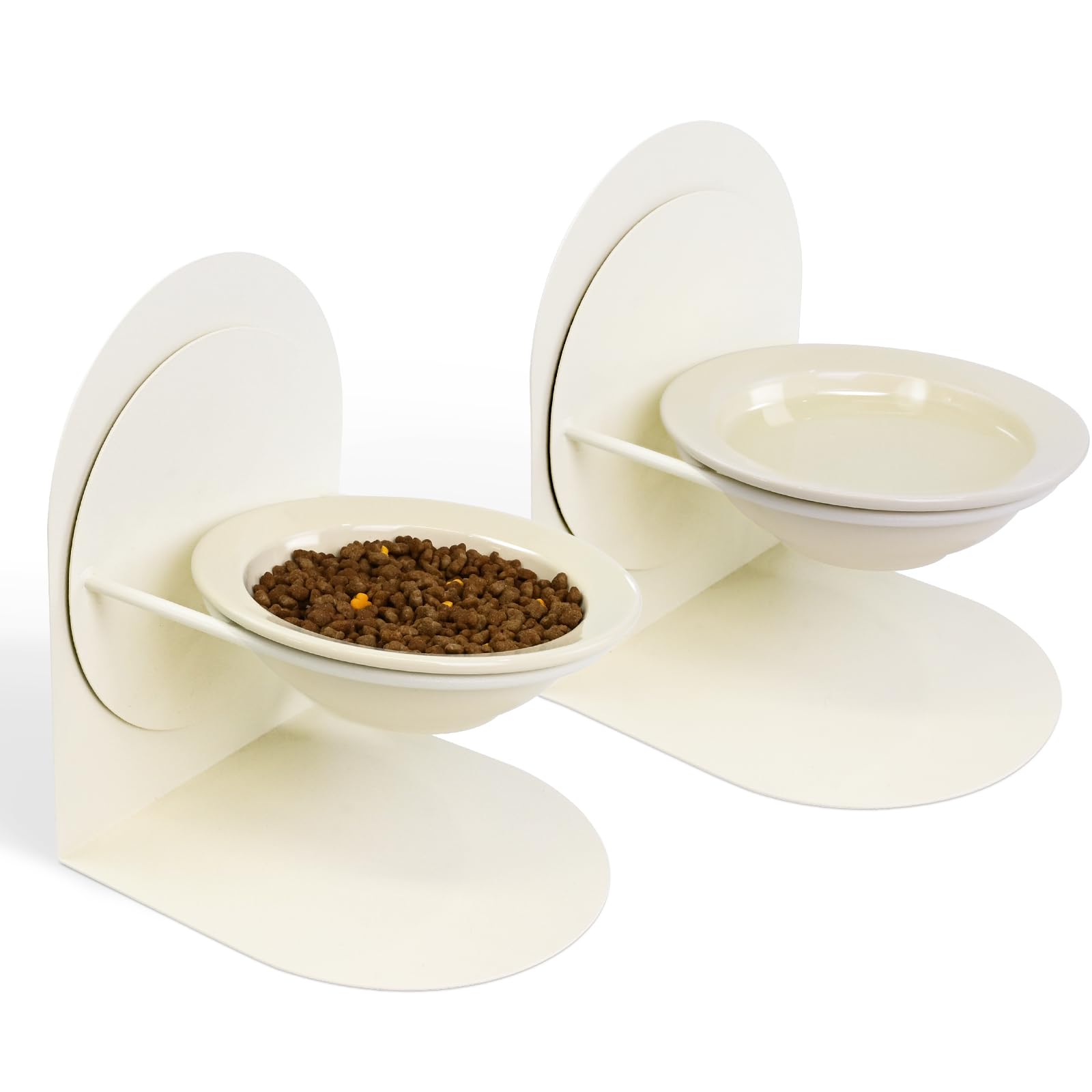 Photo 1 of 2-Pack Adjustable Cat Bowls with Magnetic Iron Stand & Ceramic Bowls – Dual Height & Angle Adjustable, Non-Slip Design for Comfortable Feeding