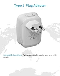 2 Pack Switzerland Plug Adapter,VINTAR Type J