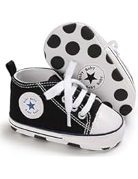 Tutoo Unisex Baby Boys Girls Star High Top Sneaker Soft Anti-Slip Sole Newborn Infant First Walkers Canvas Denim Shoes