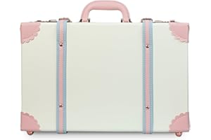 Unitravel Baby Keepsake Case, Handmade Memory Storage Box, Newborn Keepsake Box, Vintage Suitcase for Baby Shower, Baptism, Naming Ceremony or Birthday (cream white, 18")