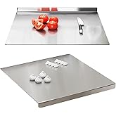 UgyDuky Stainless Steel Cutting Board for Kitchen Counter – 304 Food Grade Lipped Metal Cutting Board 15.8" x 11.8" – Non-Sli
