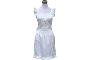 Hyzrz Cute Lovely Cotton Retro Kitchen Cooking Aprons for Women Girls Vintage Baking Apron with Pockets for Mother Gift