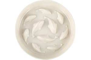 Gonalulu Slow Feed Dish for Cats and Small Dogs, Fish Pool Design Pet Slow Feeder with Higher Edges, Fun Interactive Cat Puzzle Feeder Healthy Eating Diet Made of Safe and Quality Material(White)