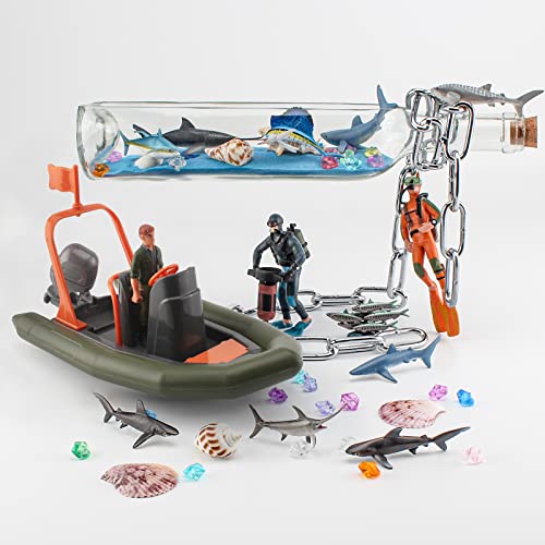 Submarine Toys Scuba Diver Toy Set Unable to Wing Up 14PCS Mini Shark