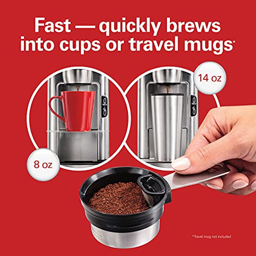Hamilton Beach Scoop Single Serve Coffee Maker, Fast Brewing, Stainless