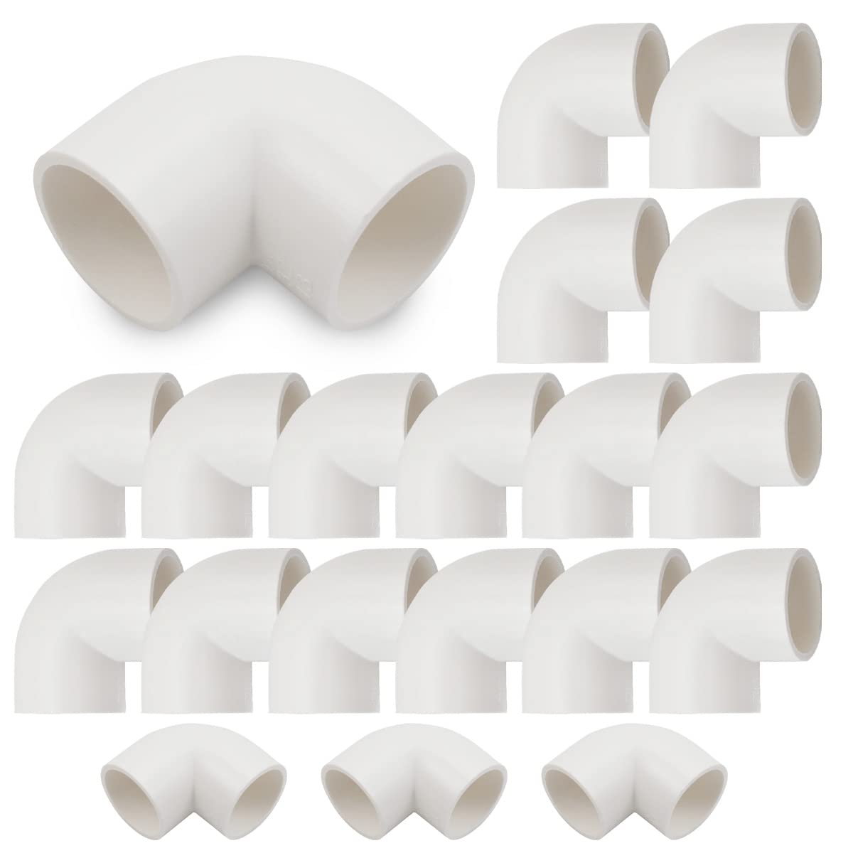 Bwintech 20 Pcs 20MM (1/2") 90 Degree Elbow Slip Connector PVC-U Fitting Elbow Coupling Connector Garden Water Pipe Connection