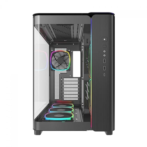 MONTECH KING 95 PRO DUAL-CHAMBER ATX MID-TOWER PC GAMING CASE, HIGH-AIRFLOW, TOOLLESS PANELS, STURDY CURVED TEMPERED GLASS FRONT, 6 ARGB PWM FAN PRE-INSTALLED WITH FAN HUB, BLACK
