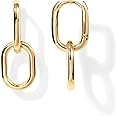 PAVOI 14K Gold Convertible Link Earrings for Women | Paperclip Link Chain Earrings | Drop Dangle Earrings