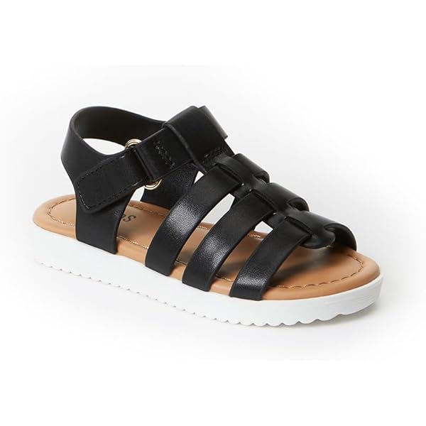 Amazon.com | FabKids Girls Open Toe Classic Summer Sandal with Easy On and  Off Strap Closure Lightly Padded for Comfort (Toddler, Little Kid, Big Kid)  with Braided Straps, Cream, Size T7 |