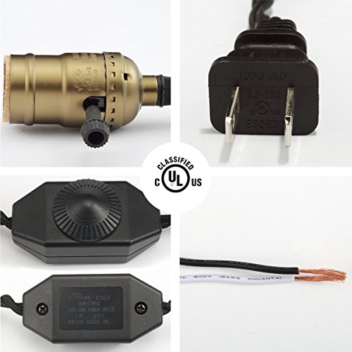 Single Vintage Edison Socket plug in Pendant Light Kit Cord with Dimmer