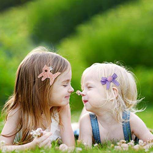 42 Pieces Pack Baby Girl\'s Bows Fully Lined Hair Clips Baby Hair Ties Ponytail Holders for Little Girls and Teens Toddlers, Assorted Styles Clips for Girls