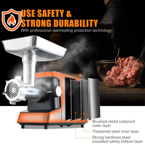 Electric Meat Grinder, Sausage Stuffer Maker, Rated 3.3HP 2500W Max