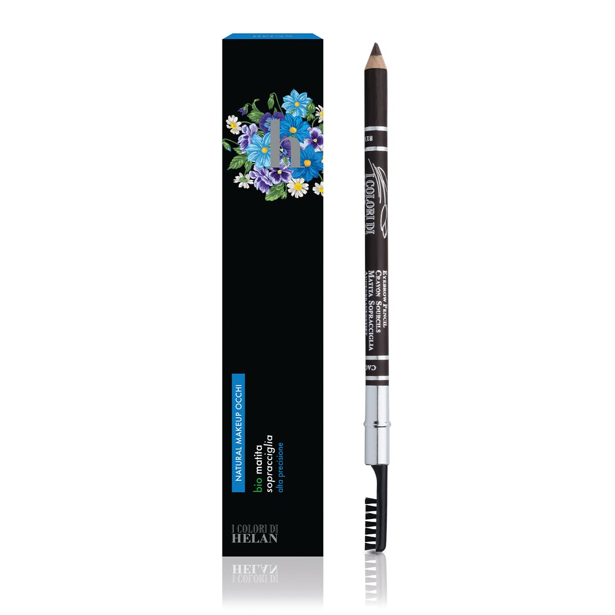 Helan I Colori - Eyebrow Pencil for High Definition Makeup, Dual Ended with Precise Brow Pencil and Spoolie Brush - Eyebrow Colours to Shape, Define, Fill Eyebrows - Made in Italy, Cocoa