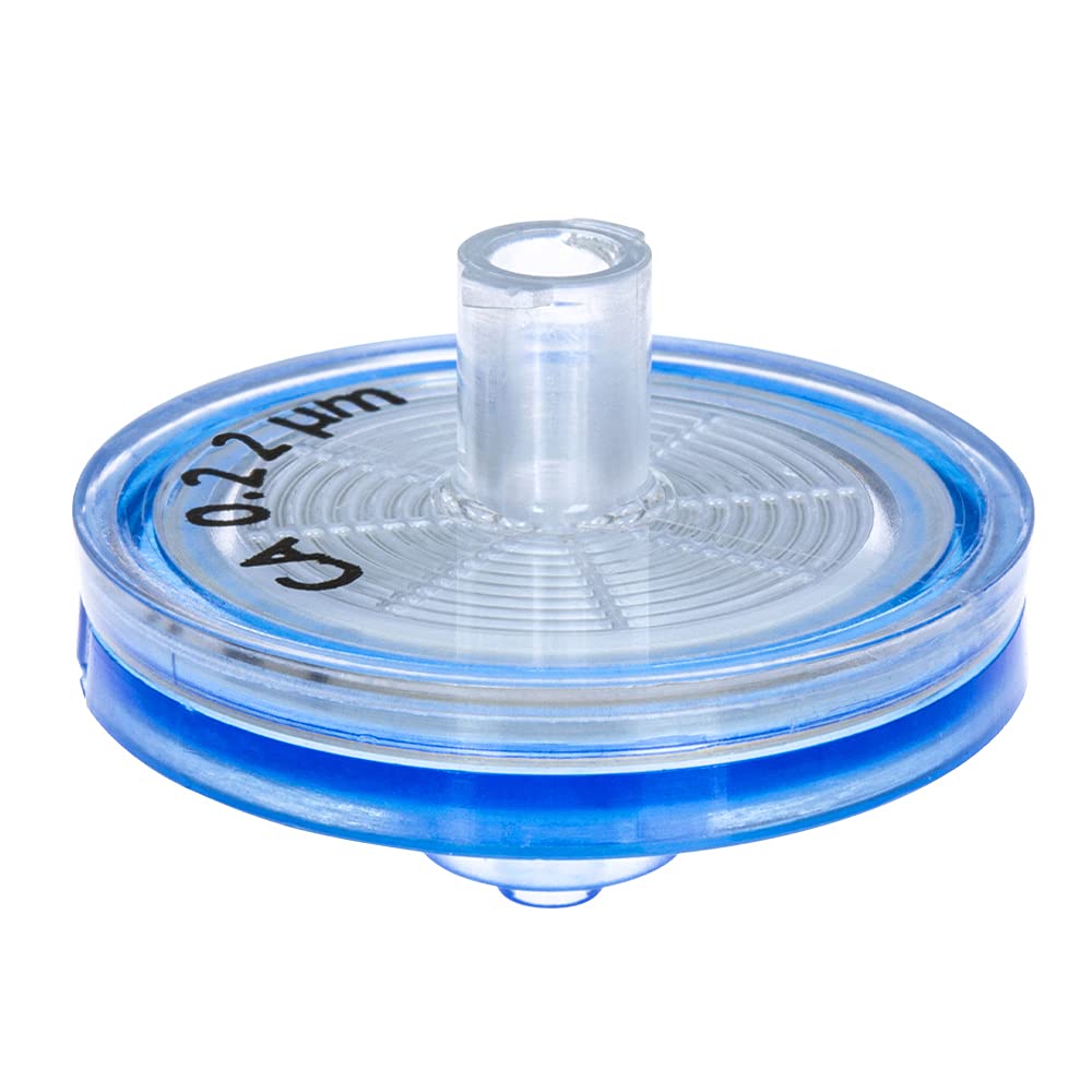 GVS Filter Technology, Syringe Filter, ABLUO, 25mm, CA Membrane, 0.22µm, Acrylic Housing, Blue Color, 10/pk