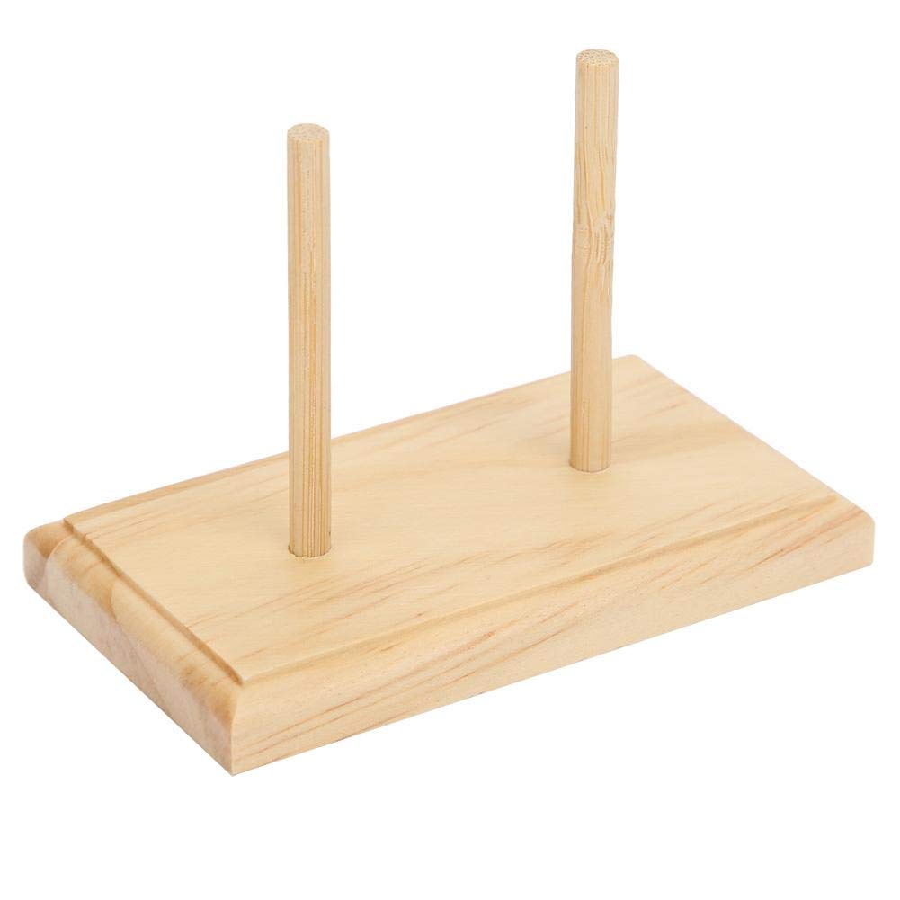 Wooden Hand Spinning Holder Spinning Yarn Ball Holder Wool Skein Thread Dispenser Embroidery Stitching Thread Holder Thread Spool Bobbin Rack Organizer with 2 Shaft