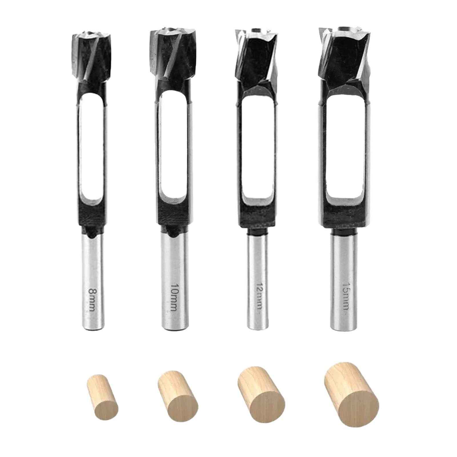 4Pcs Wood Plug Hole Cutter, Tenon Drill Bit, Deep Plug Cutter Core Drill for Woodworking Furniture Making (8/10/12/15mm)