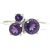 Natural 2ct Purple Amethyst 925 Solid Sterling Silver Wedding Ring Size 6, 7, 8, 9