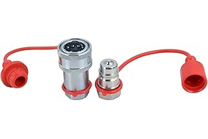 KEFLY 1/2" NPT Ag Hydraulic Quick Connect Coupler, ISO 5675 Poppet Pioneer Style Tractor Couplers with Dust Caps, Interchangeable with Parker 4000 Series | Safeway S20 Series