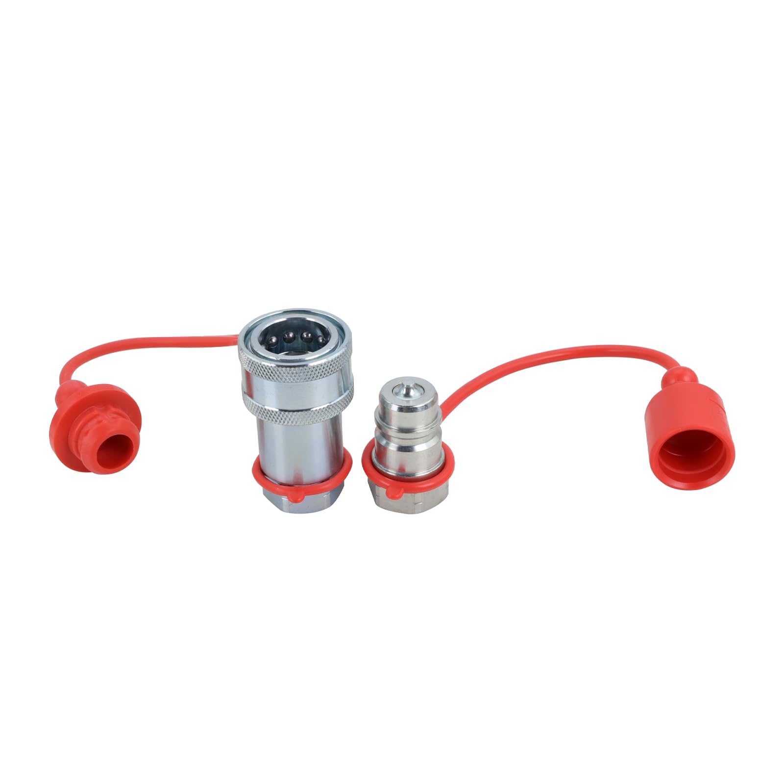 Photo 1 of 1/2" NPT Ag Hydraulic Quick Connect Coupler, ISO 5675 Poppet Pioneer Style Tractor Couplers with Dust Caps, Interchangeable with Parker 4000 Series | Safeway S20 Series