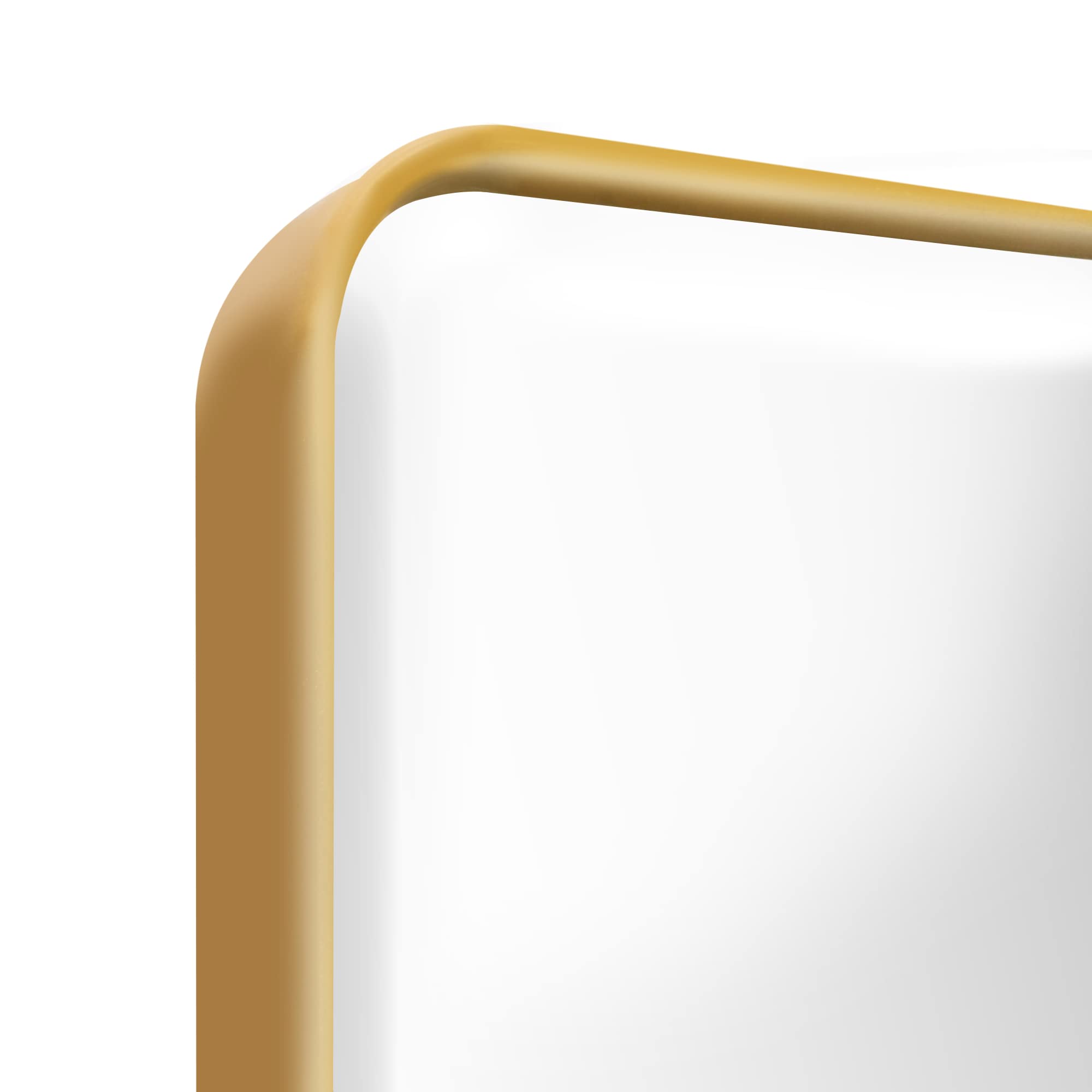 Fundin Plastic Medicine Cabinet, Beveled Edge Mirror Door with Round Corner Metal Frame, Recessed and Surface Mount Bathroom Medicine Cabinet, Golden,16 x 24 inch Mirror Size