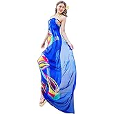 GERINLY Chiffon Thin Sarong Wrap: Geometrical Design Plus Size Beach Cover Up for Swimsuit Vacation Outfit Lightweight