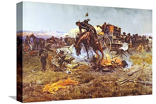 ART.COM Canvas Wall Art Prints Camp Cook's Troubles by Charles Marion Russell, Figurative Decor, 18" x 12" at Amazon