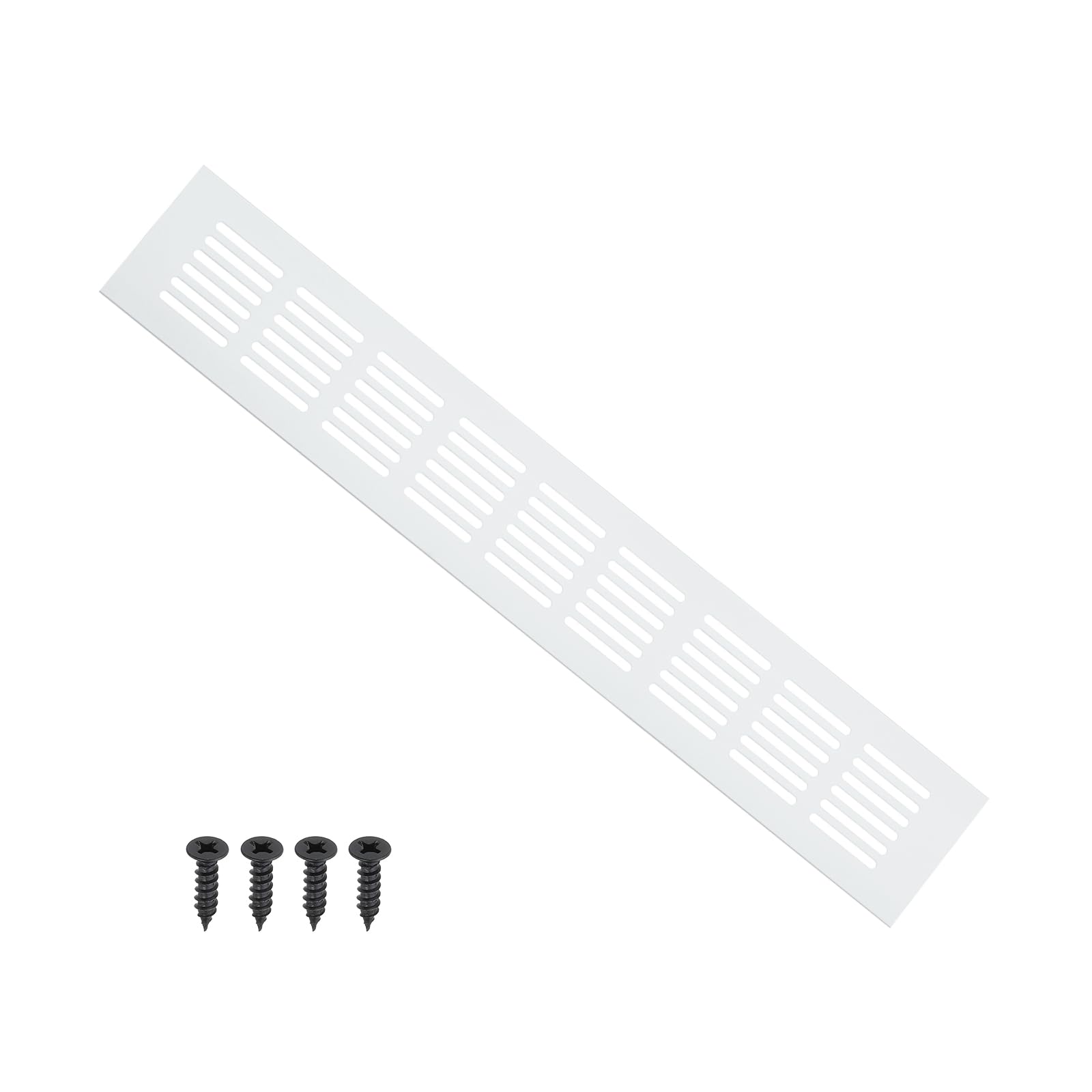 PATIKIL 16 x 2.4 Inch Door Air Vent Cover, 1 Pcs Heavy Duty Aluminum Grille Ventilation Cover Louvered with Mounting Screws for Cabinet Wardrobe Door, Silver