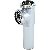 EZ-FLO 22-Gauge Cast Brass End Outlet Tee for Tubular Drain Applications, 1-1/2 Inch Tee with Slip Joint Connection, Chrome, 