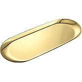 Gold Oval Vanity Tray, Stainless Steel Jewelry Tray, Bathroom Tray, Makeup Cosmetic Trays,Towel Napkin Tray, Storage Organizer,11.8 x 4.8 inches (LxW), Large