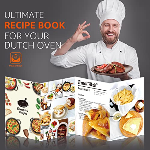 Overmont 2 in 1 Pre Seasoned Dutch Oven with Skillet Lid for Induction