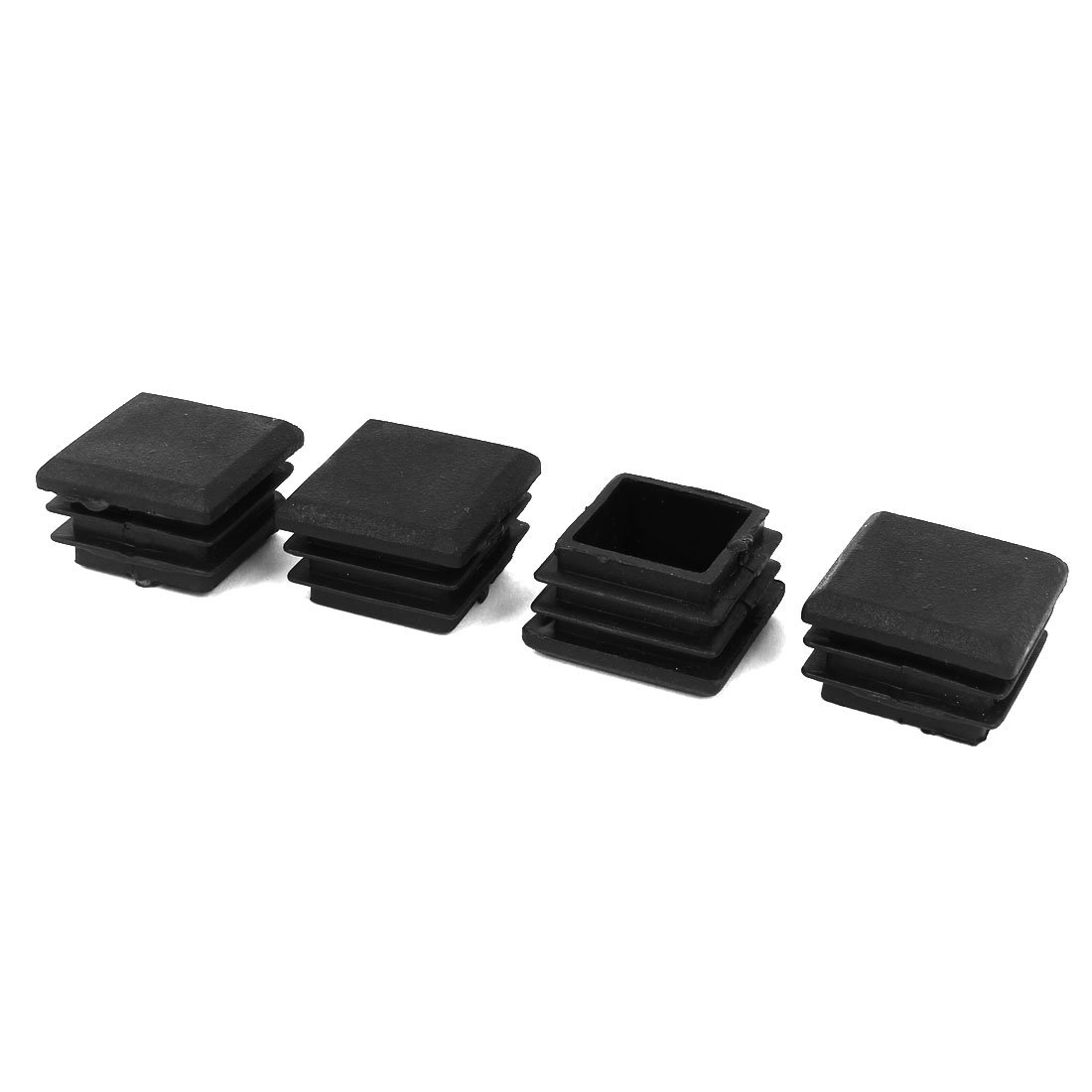 Sourcingmap 4 Pcs Black Plastic 25x25mm Pipe Blacking End Caps Insert Plugs Square