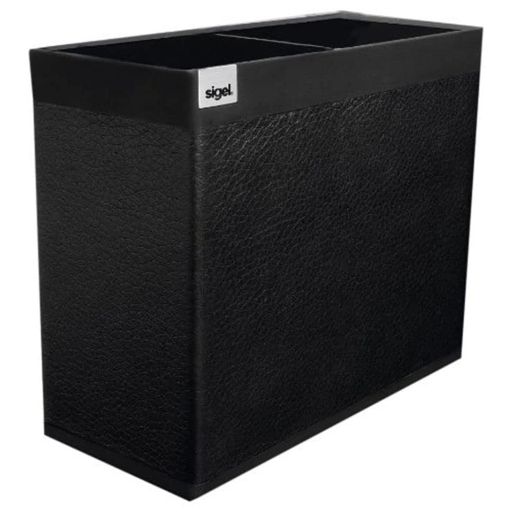SIGEL SA535 Pencil Cup, imitation leather, 13 x 10.7 cm, Black