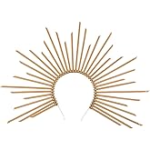 HANSAMU Halloween Gold Halo Sun Headband Sunburst Crown Headpiece Spiked Headdress for Women Halloween Carnival Party the Day of Death Cosplay Decoration Costume Accessories