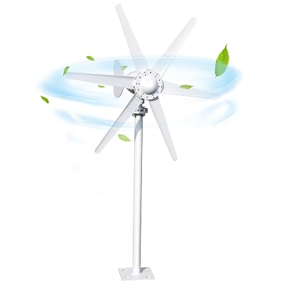 OSKOPWRC 800W Wind Turbine Generator Kit, 6-Blade 12V/24V Wind Energy System, Durable Electromagnetic Power Generator for Home, RV, and Off-Grid Use White
