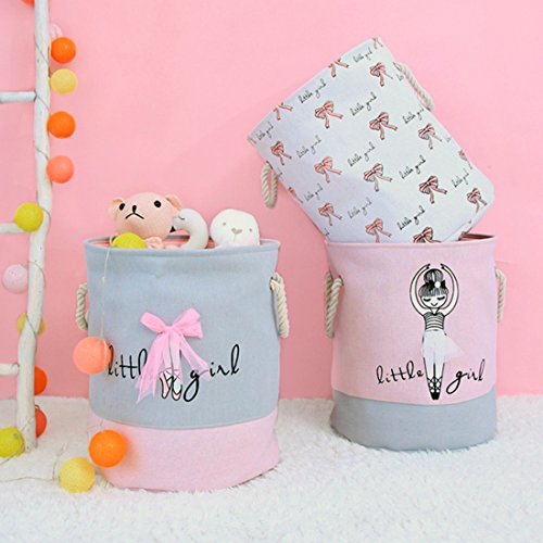 LANGYASHAN Collapsible Canvas Storage Bin - Round Thick Animal Pattern Laundry Hamper & Toy Basket - View #10