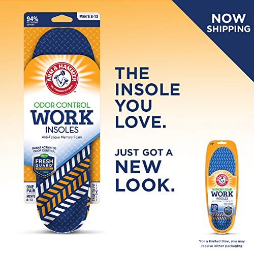 Arm & Hammer Memory Foam Cushioned Anti Fatigue Arch Support Work Insole for Men 1 Pack
