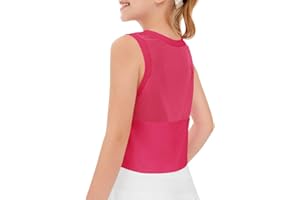 Haloumoning Girls Athletic Tank Tops Kids Sleeveless Crop Tops Mesh Back Workout Cute Sports Shirts 5-14 Years