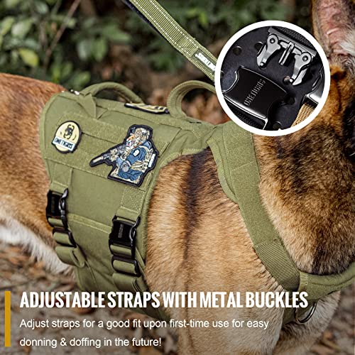 Tactical Dog Harness For Large Dog Full Metal Buckled No Pull Dog Harness Vest With
