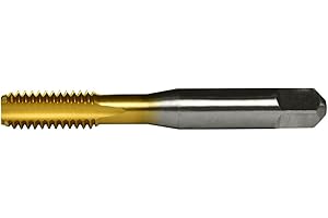 Vermont Tap & Die TN-3105 High-Speed Steel Straight Fluted Ground Thread Hand Tap, TiN Coated, Round With Square End, Bottoming Chamfer, #10-24 Thread Size, H3 Pitch Diameter, 4 Flutes