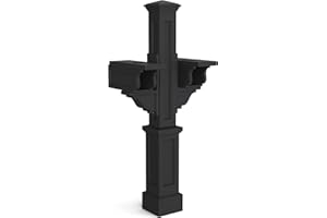 Mayne Rockport Double Arm Mail Post - Black - 18in L x 23in W x 56.5in H - Standard Post, 2x Paper Holder Arms (5811-B)