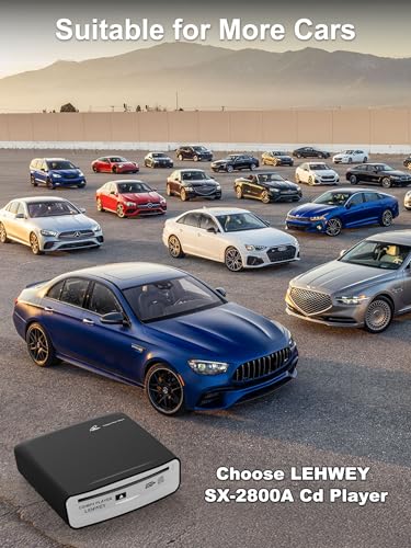 External Universal CD Player for Car - Lehwey Portable Car CD Players with AUX Cable & Remote Control, Plugs into Cars USB Port, Laptop, TV, Mac, Computer, for Android 4.4 and Above Navigation