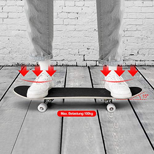 Skateboard Hikole En érable Canadien - 79x20cm, Roues 85A Pour Débutants Et Adultes