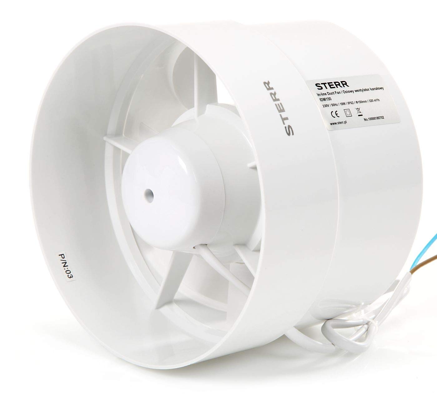 STERR IDM150 Inline Fan 150 mm / 6'' - Inline Fan - Small Extractor Fan - Inline Extractor Fan - Kitchen - Greenhouse - Tent - Garage