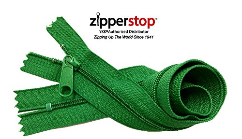 Zipperstop 15Pcs 18 Inch YKK FASHION TREND COLOR #4.5 Long Pull Handbag Zippers Made in USA in White Cord W/Piping Vinyl Cylinder Bag (Jewel Green - 876)
