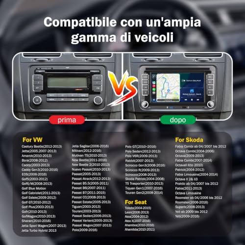 [Plug & Play Without Modifications] Professional Car Radio Specialized VW 7 Inch IPS Linux Wireless Carplay & Android Car for Golf 5 6 Passat Jetta Caddy Polo CC Tiguan EOS Touran T5
