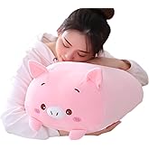COSGOO Cute Plush Pig Stuffed Squishy Animal Pig Cylindrical Body Pillow,Super Soft Hugging Toy Pillow Kids Kawaii Pillow Gifts for Bedding Decor or Home Decor 24-Inch