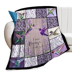 Hummingbird Print Blanket Purple Lavender Bird
