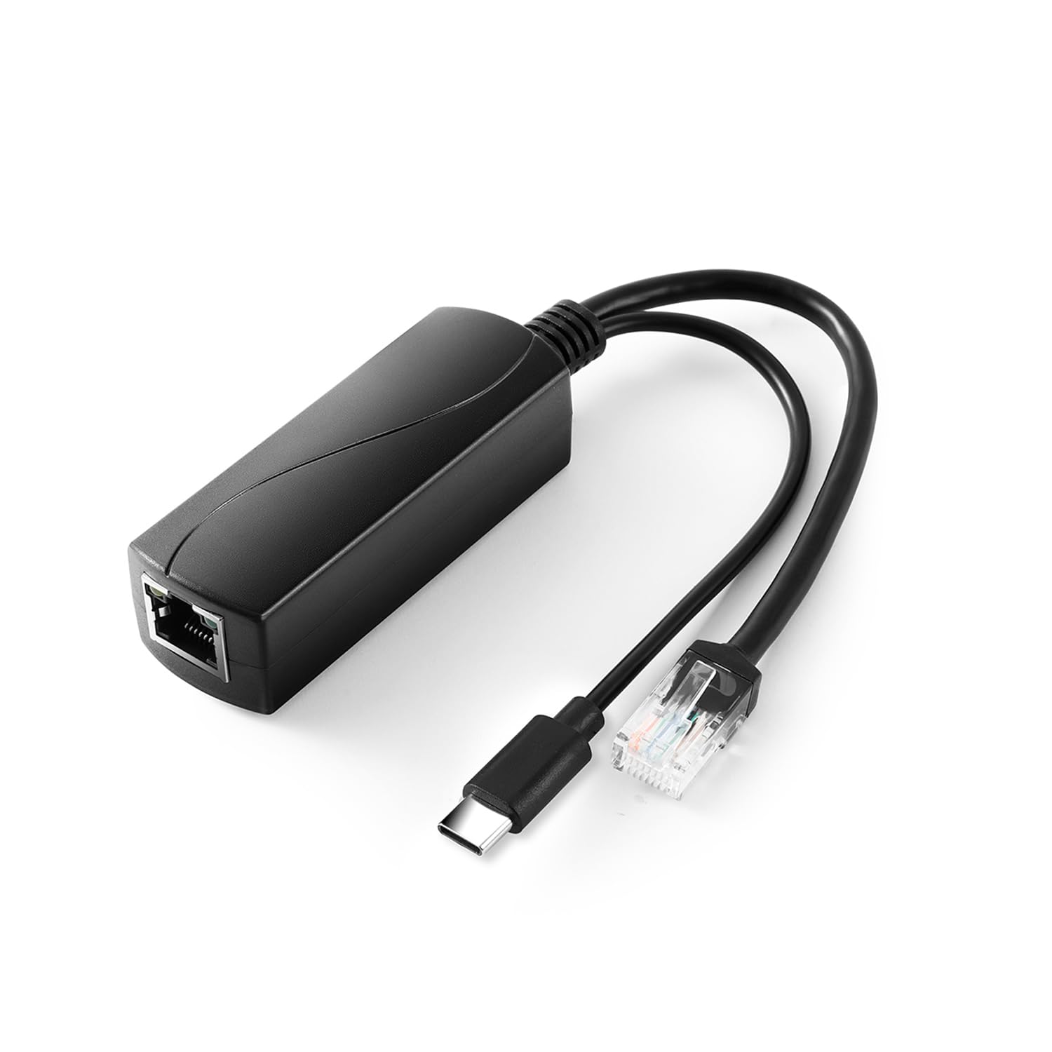 Type C PoE Splitter 5V 2.4A Output, IEEE 802.3af Standard 10/100M Power Over Ethernet Type C Splitter Adapter for Security IP Camera CCTV Device(TYPEC0502 Black)
