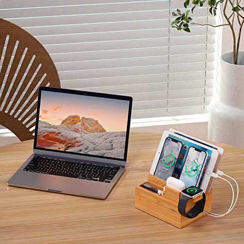 Bamboo Charging Station for Multiple Devices Pezin & Hulin Electronic
