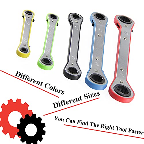MacWork 5Piece Offset Ratcheting Wrench Set ，Five Colors Reversible